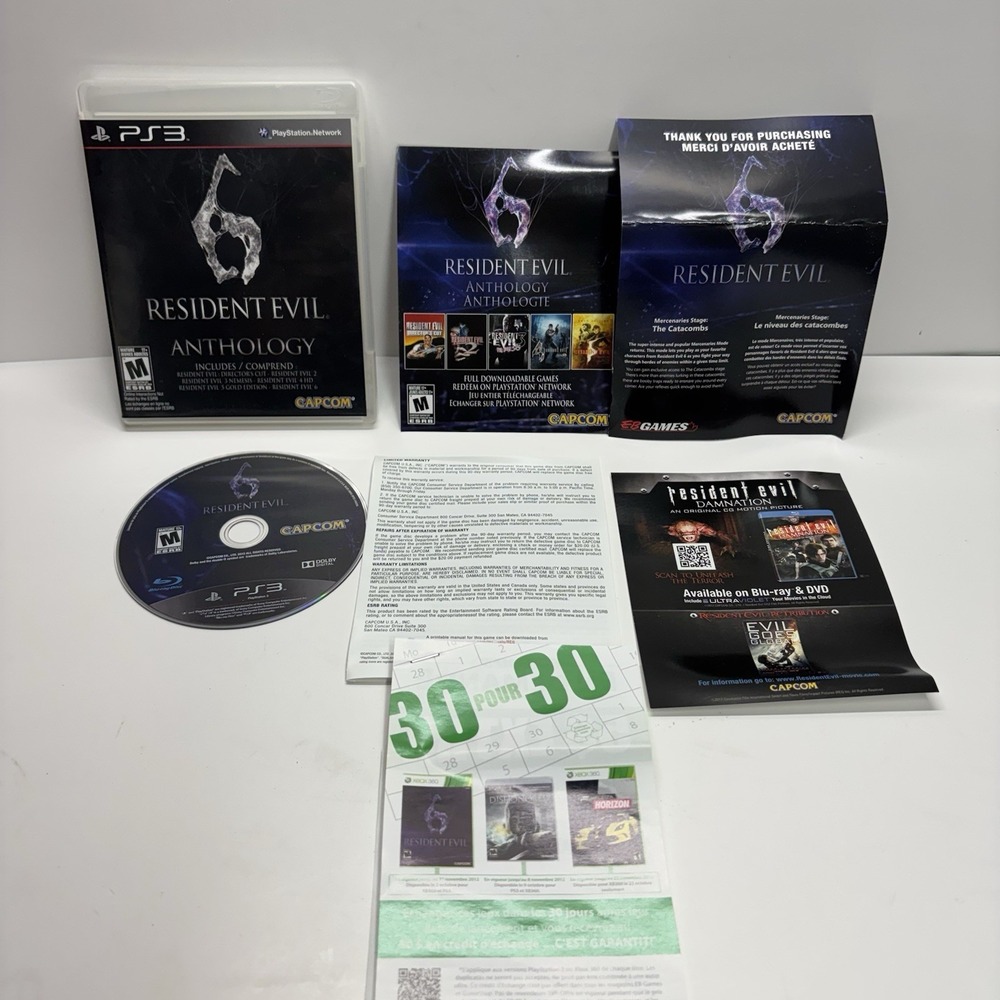 Resident Evil 6 Anthropology Sony Playstation 3 PS3 Video Game Cib Complete Mint
